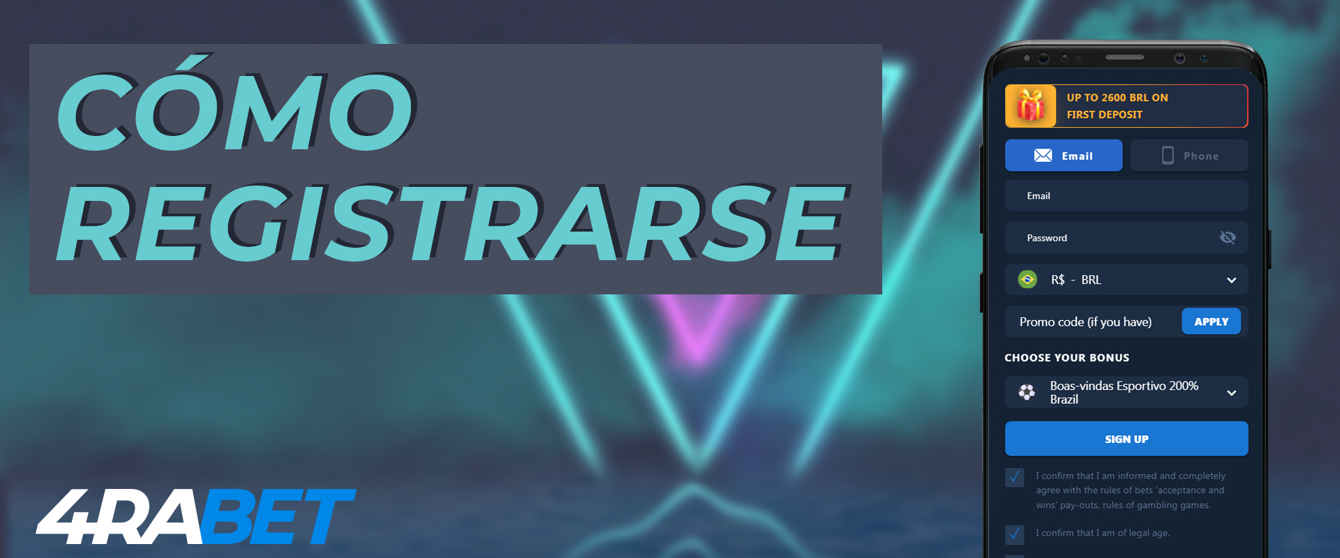 Instrucciones paso a paso para registrar una nueva cuenta en 4raBet 